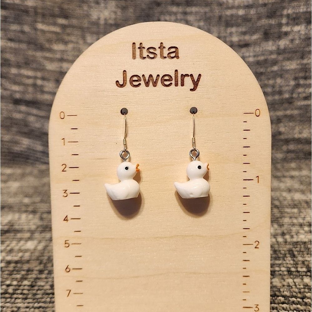White Rubber Ducky Earrings on Sterling Silver French Earwires